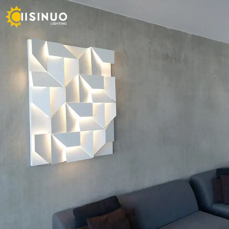 Decorbites geometric art white wall lamp for bedroom living room