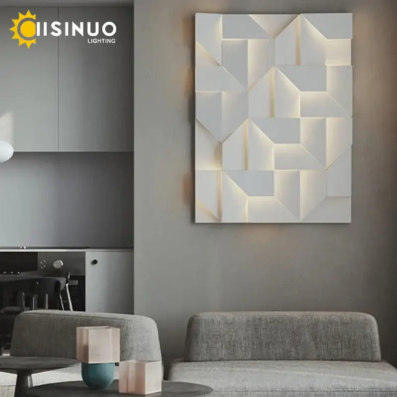 Decorbites geometric art white wall lamp for bedroom living room
