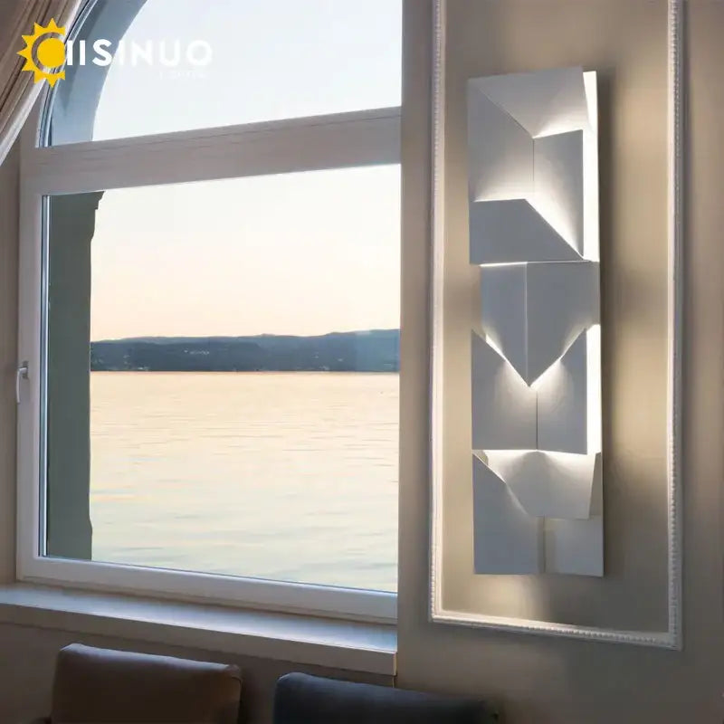 Decorbites geometric art white wall lamp for bedroom living room