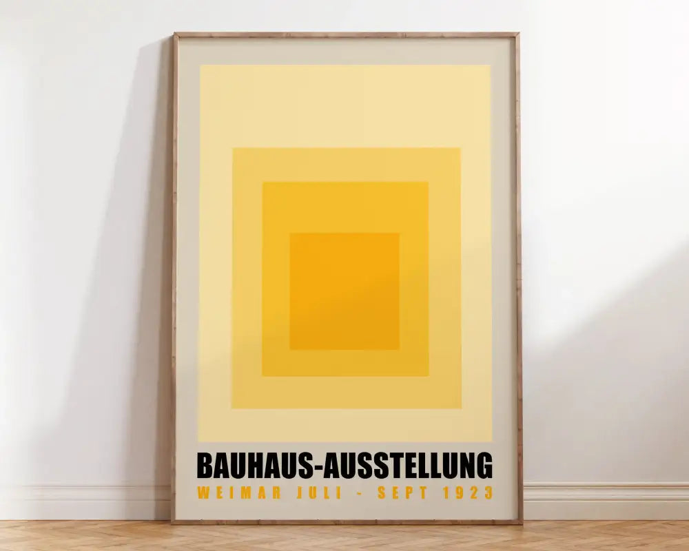 Geometric bauhaus canvas poster blue & orange living room wall art