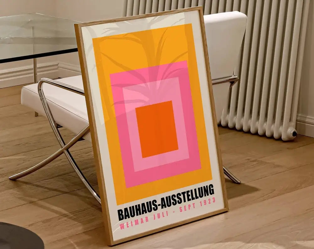 Bauhaus geometric canvas wall art purple & olive living room decor