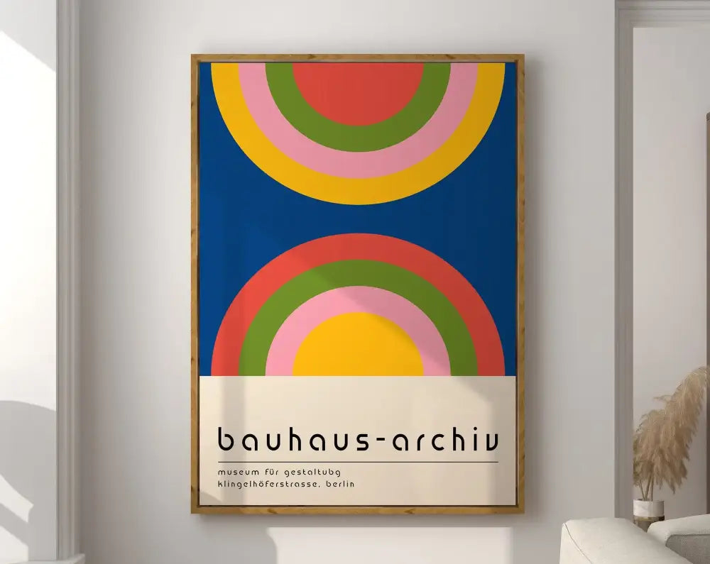 Modern pink geometric bauhaus canvas poster living room wall art