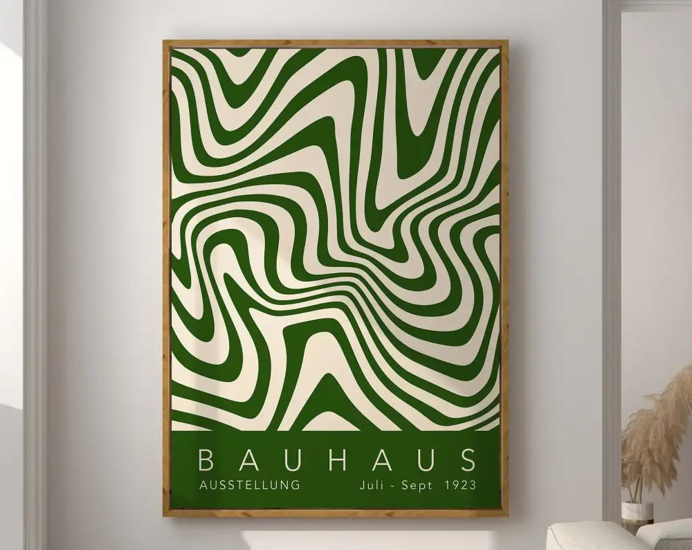 Retro teal & black geometric bauhaus canvas poster living room decor