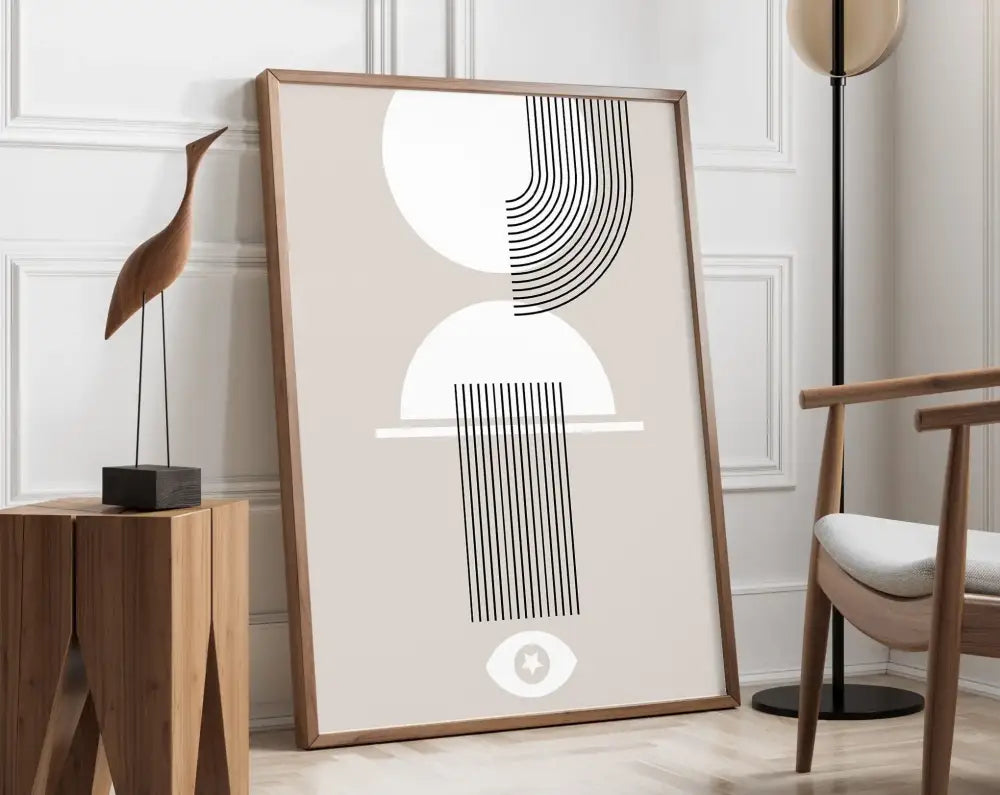 Modernist bauhaus orange & green canvas poster living room wall art