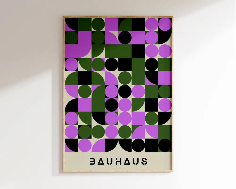 Modernist bauhaus pink & orange geometric canvas poster living room