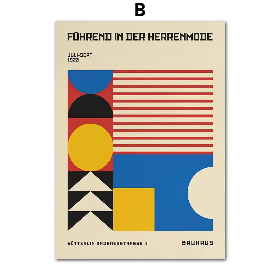 Bauhaus geometric pop art canvas prints living room wall decor
