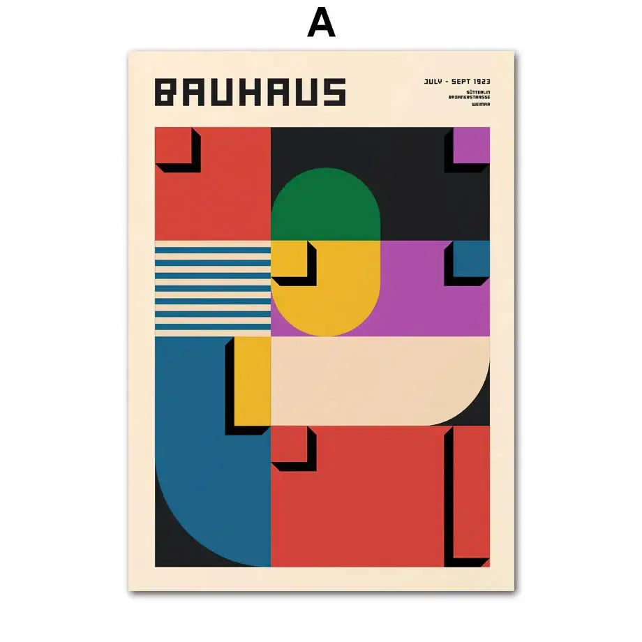 Bauhaus geometric pop art canvas prints living room wall decor