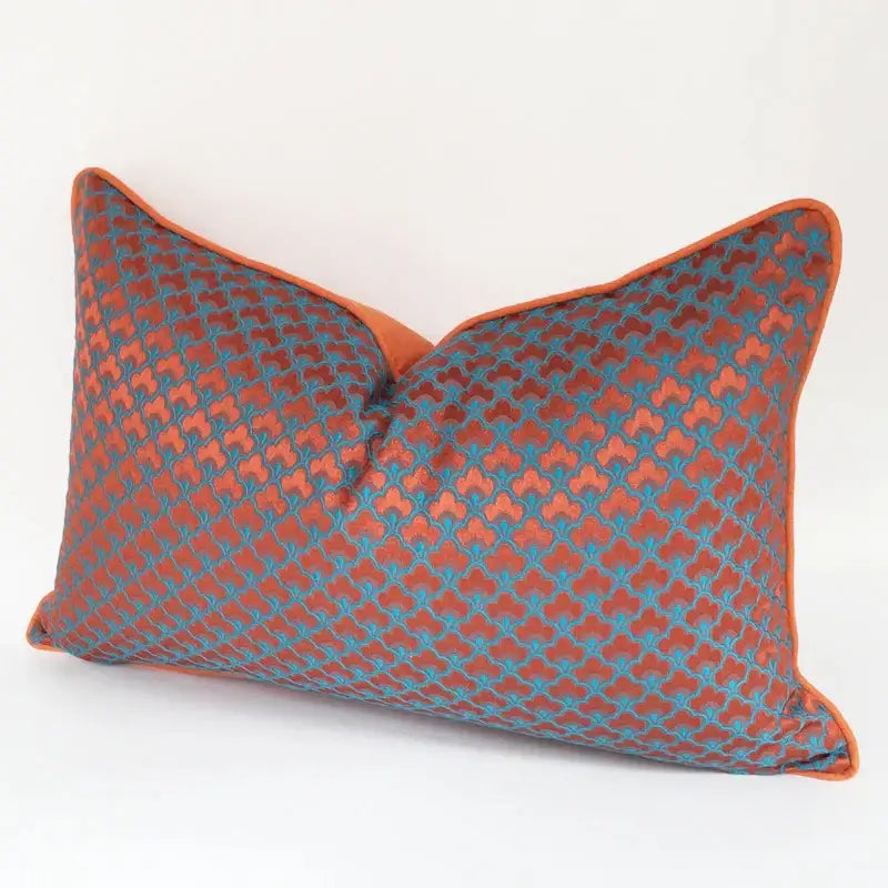 Decorbites geometric blue & red jacquard waist pillow case bedroom