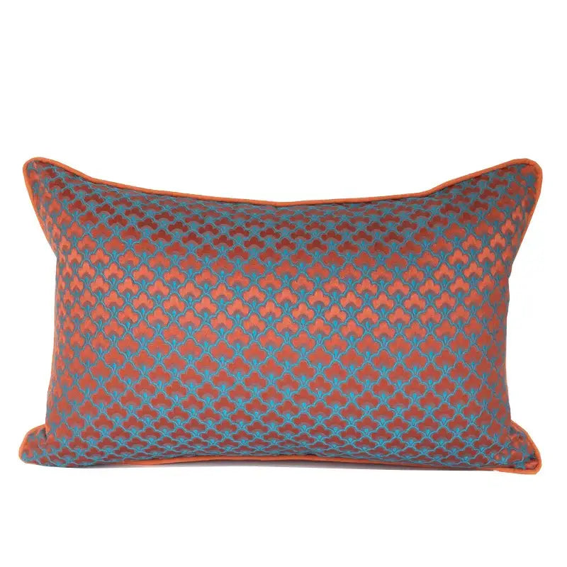Decorbites geometric blue & red jacquard waist pillow case bedroom