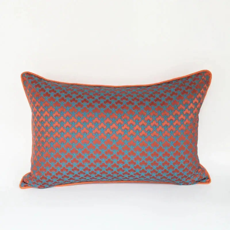 Decorbites geometric blue & red jacquard waist pillow case bedroom