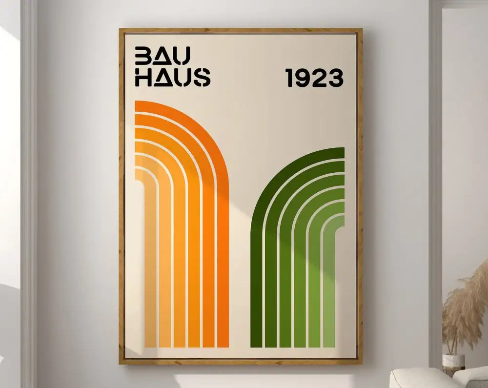 Bauhaus pink & navy geometric canvas poster living room wall art