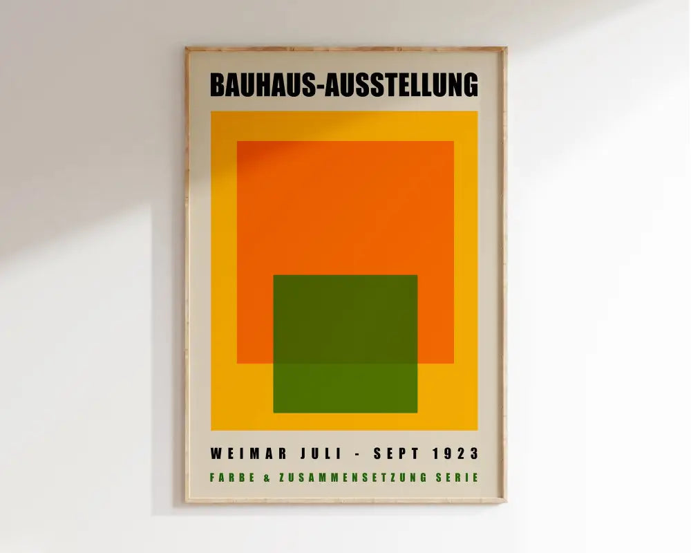 Bauhaus pink & orange geometric canvas poster – living room wall art