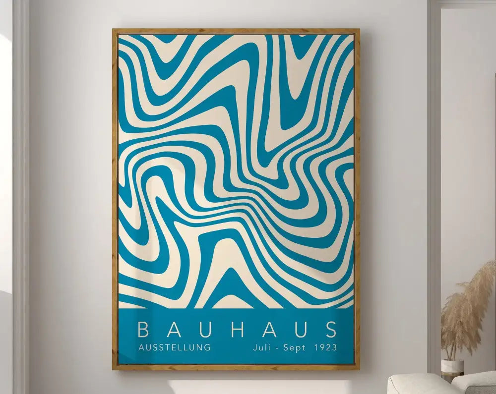 Bauhaus pink & orange geometric canvas poster – living room wall art