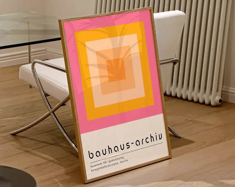 Bauhaus red and off-white geometric canvas poster living room art