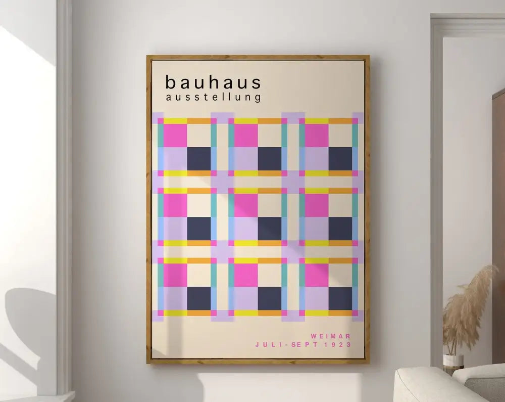 Bauhaus red and off-white geometric canvas poster living room art