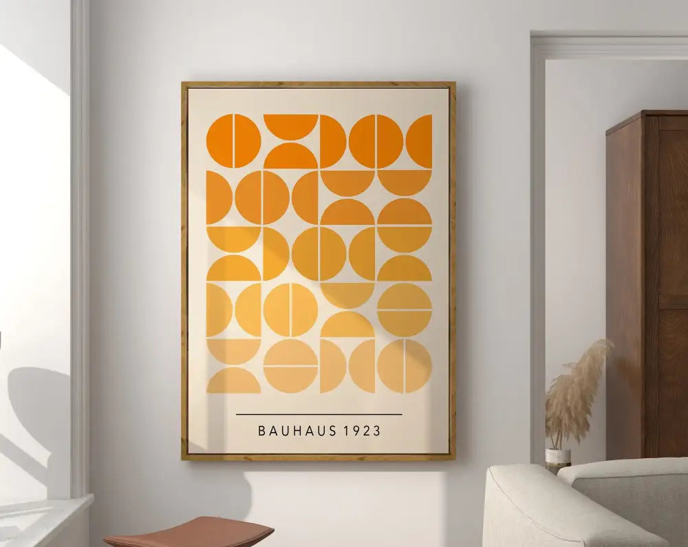 Bauhaus pink & black geometric canvas poster living room wall art