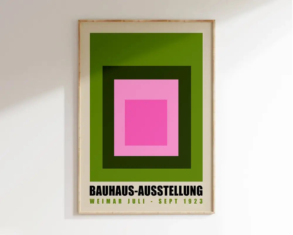 Bauhaus pink & black geometric canvas poster living room wall art