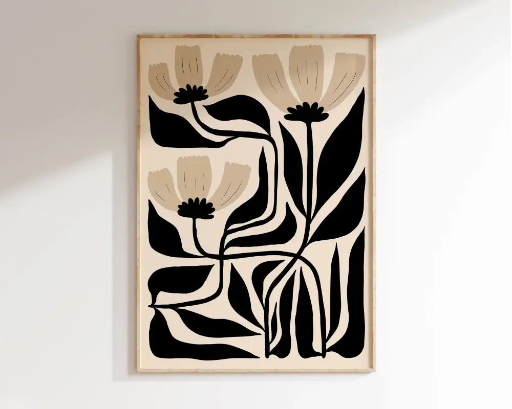 Mid century black & orange geometric canvas wall art living room