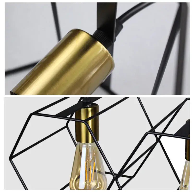 Decorbites geometric led chandelier black and brass dining room light