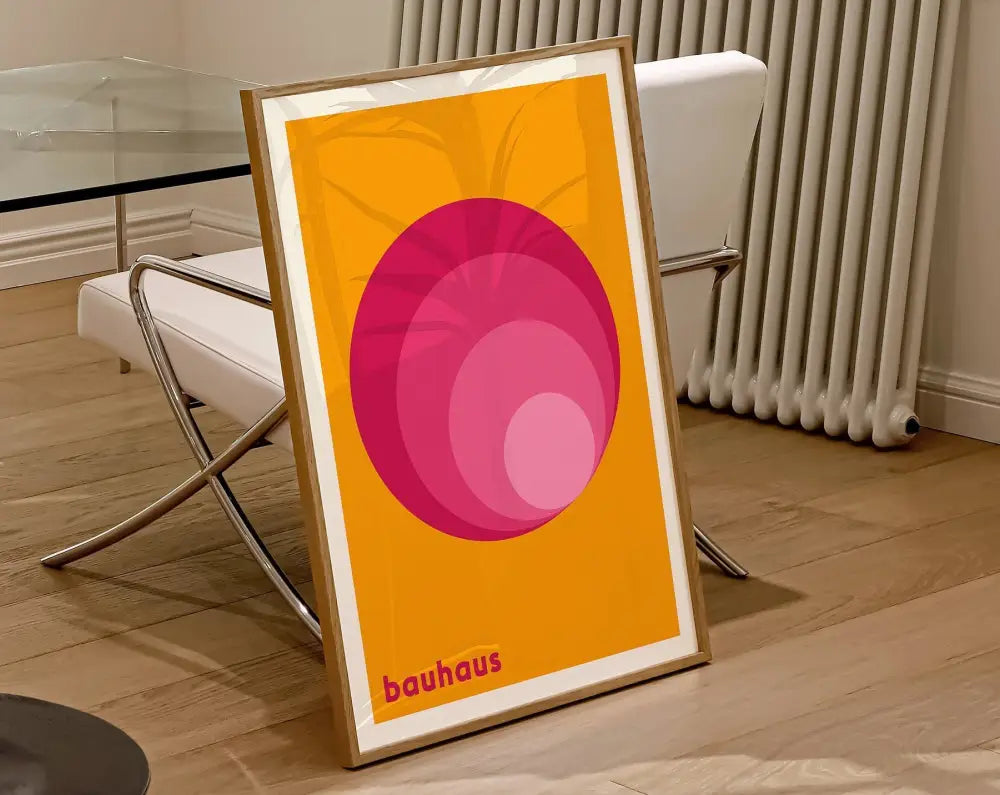 Bauhaus beige and black geometric canvas poster living room decor