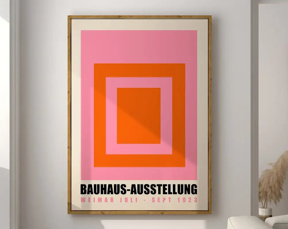 Bauhaus beige and black geometric canvas poster living room decor