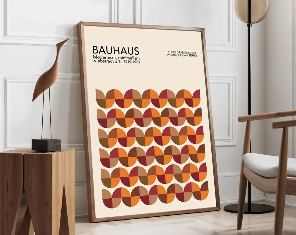 Bauhaus pink & yellow geometric canvas poster living room decor