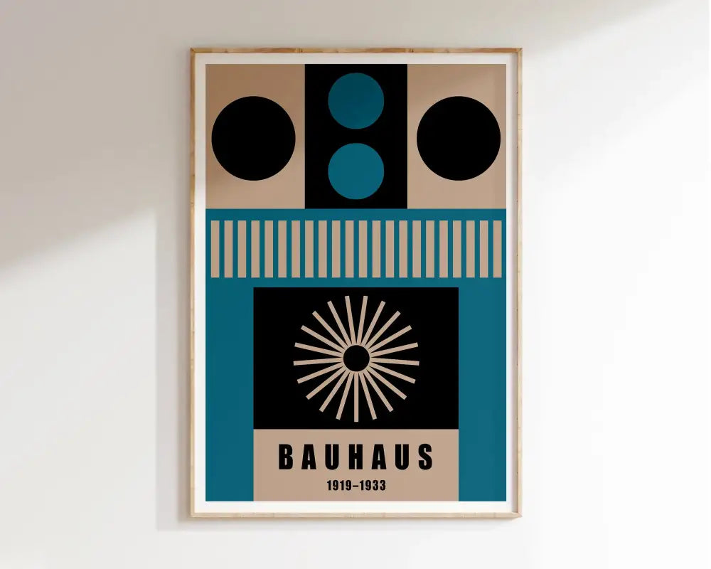 Bauhaus pink & yellow geometric canvas poster living room decor
