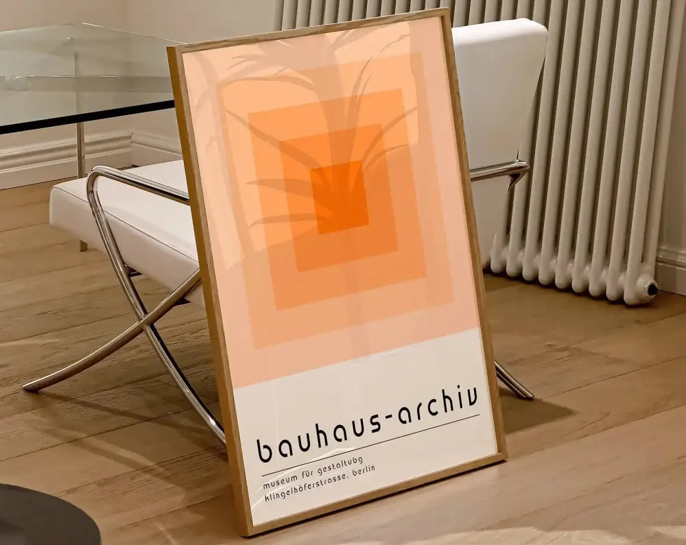 Bauhaus pink & yellow geometric canvas poster living room decor