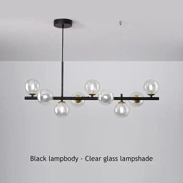 Modern black glass ball ceiling chandelier dining room light