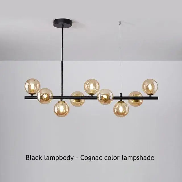Modern gold glass ball ceiling chandelier dining room light