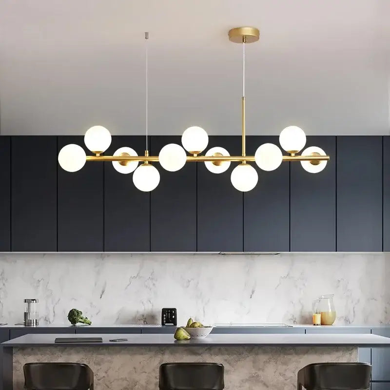 Modern gold glass ball ceiling chandelier dining room light
