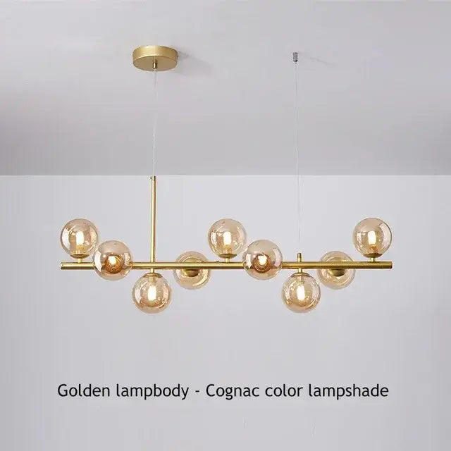 Modern gold glass ball ceiling chandelier dining room light