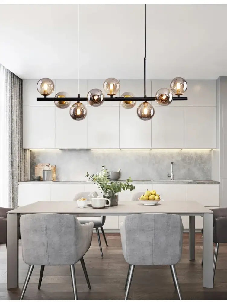 Modern gold glass ball ceiling chandelier dining room light