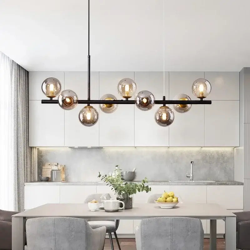 Modern gold glass ball ceiling chandelier dining room light