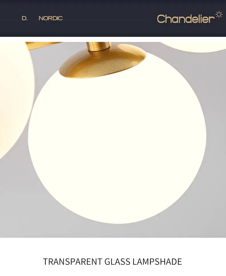 Modern gold glass ball ceiling chandelier dining room pendant light