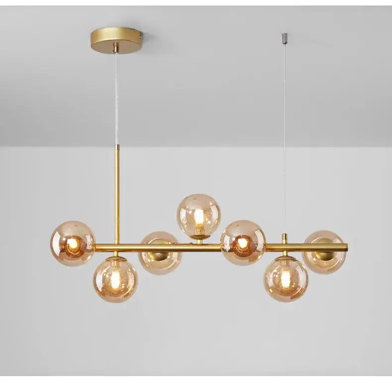 Modern gold glass ball ceiling chandelier dining room pendant light