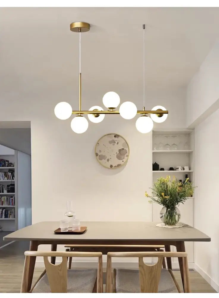 Modern gold glass ball ceiling chandelier dining room pendant light