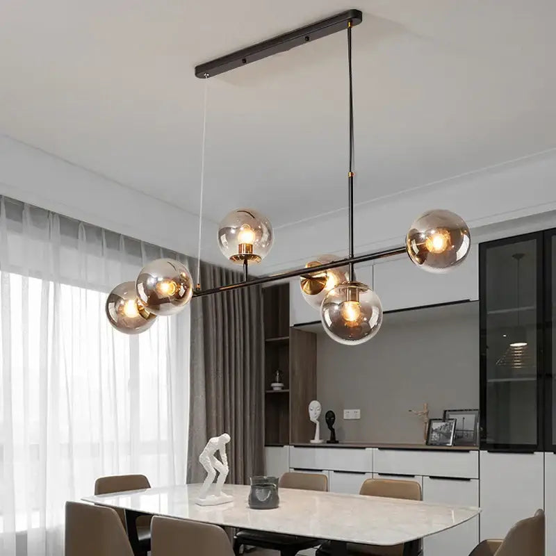 Modern black glass ball ceiling chandelier dining room