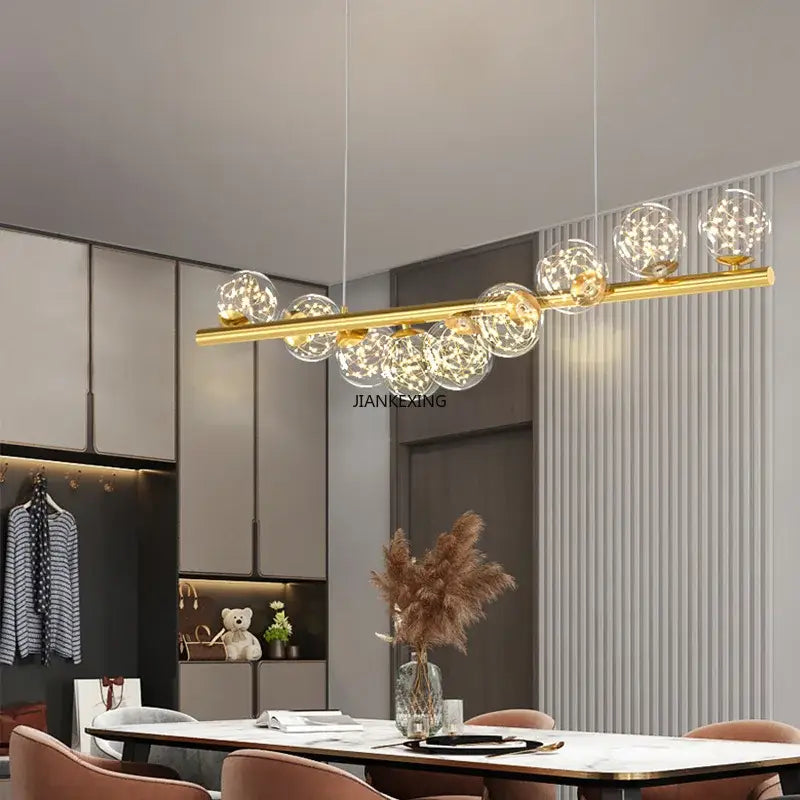 Modern gold glass ball chandelier dining room pendant light