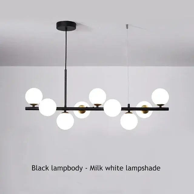 Modern gold glass ball chandelier dining room cognac pendant light
