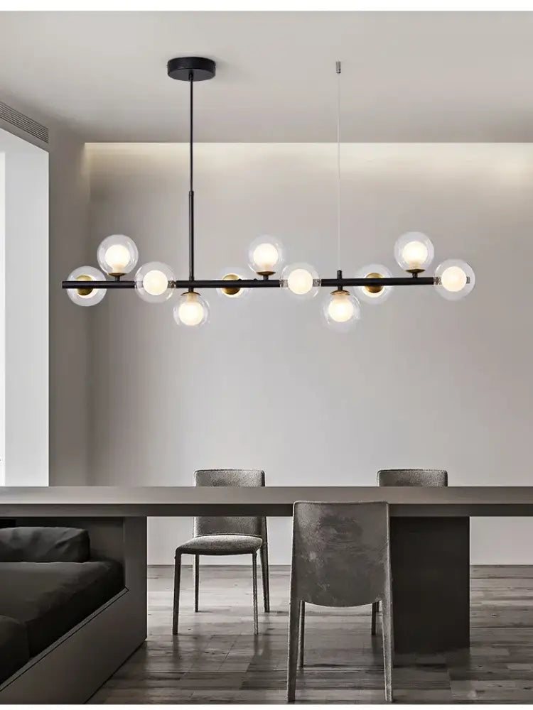 Modern gold glass ball chandelier dining room cognac pendant light