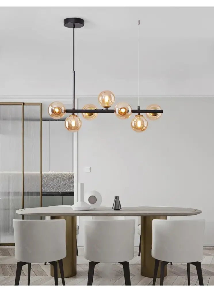 Modern black glass ball chandelier living room lighting