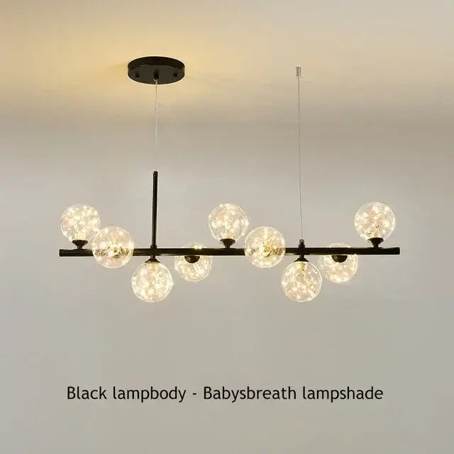 Modern gold glass ball chandelier living room brass ceiling light