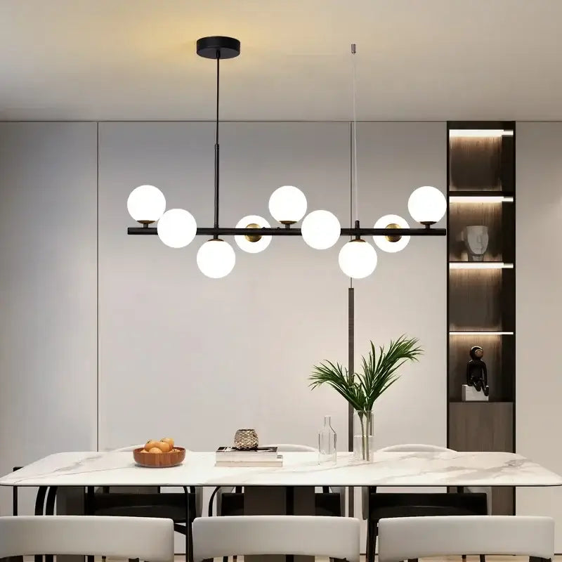 Modern gold glass ball chandelier living room brass ceiling light