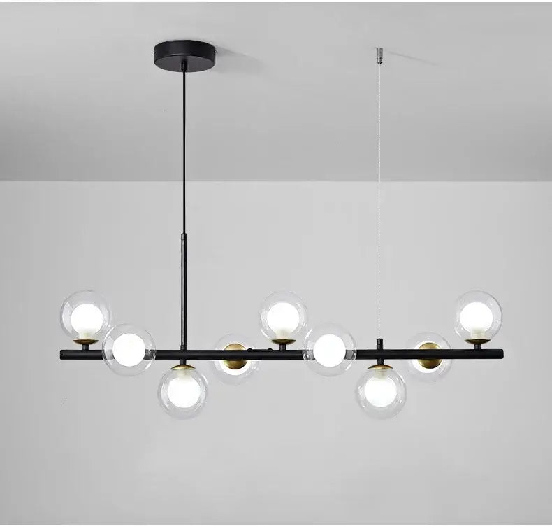 Modern gold glass ball chandelier living room brass ceiling light