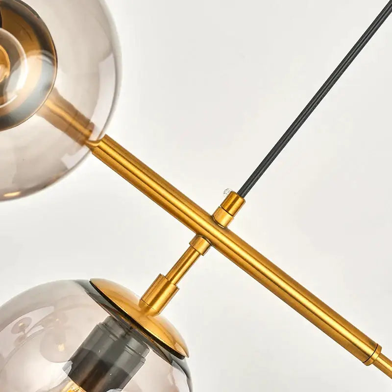Modern black five light glass ball chandelier for kitchens