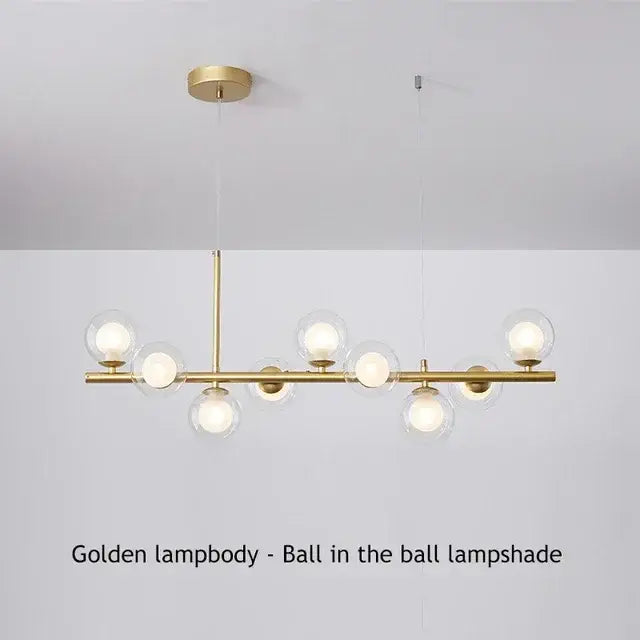 Modern black glass ball chandelier dining room frosted lighting fixture