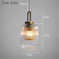 Decorbites glass stripe brass pendant light for dining room