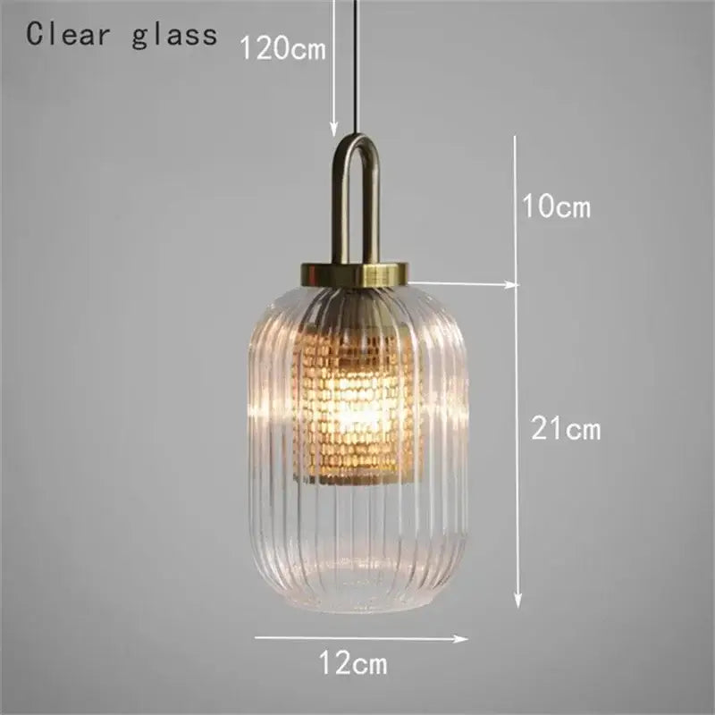 Decorbites glass stripe brass pendant light for dining room