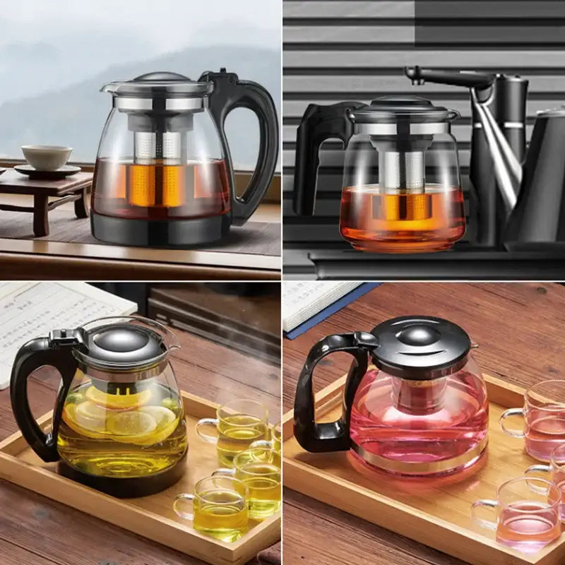 Large capacity glass teapot with infuser for kitchen and dining room